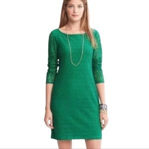 Banana Republic Green 3/4 Sleeve Lace Dress sz 12